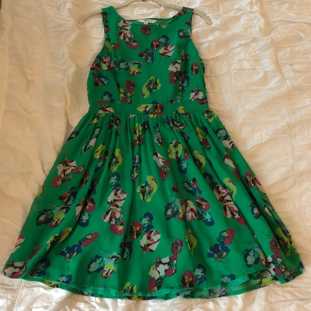 Green Floral Print Summer Dress